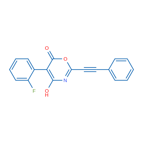 5-(2-Fluorophenyl)-4-hydroxy-2-(phenylethynyl)-6H-1,3-oxazin-6-one 1g
