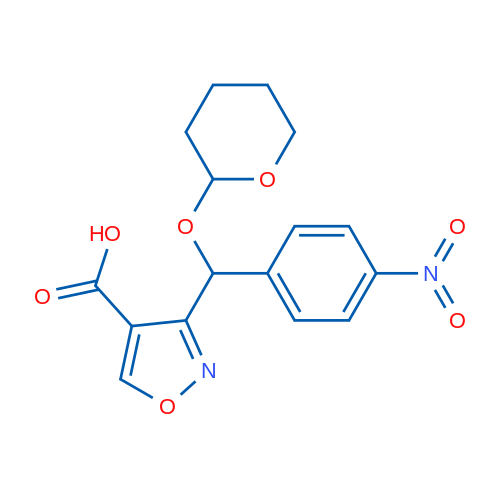 3-((4-Nitrophenyl)((tetrahydro-2H-pyran-2-yl)oxy)methyl)isoxazole-4-carboxylic acid 250mg