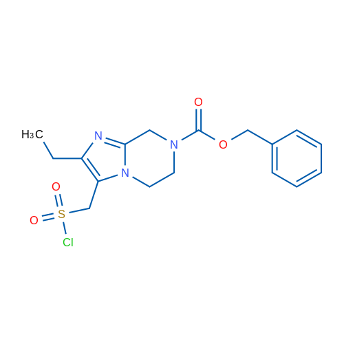 Benzyl 3-[(chlorosulfonyl)methyl]-2-ethyl-5H,6H,7H,8H-imidazo[1,2-a]pyrazine-7-carboxylate 1g