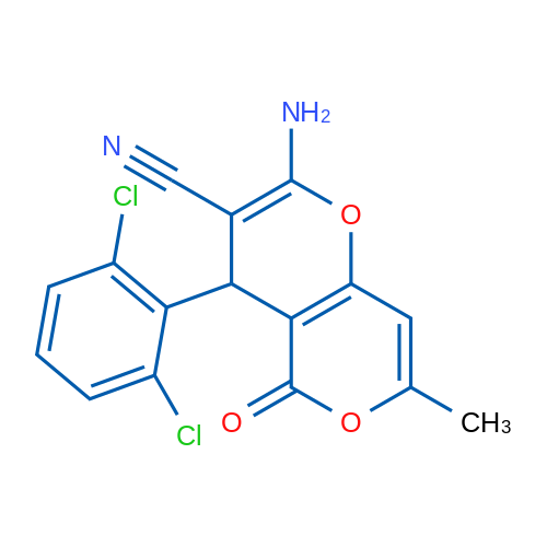 2-Amino-4-(2,6-dichlorophenyl)-7-methyl-5-oxo-4H,5H-pyrano[3,2-c]pyran-3-carbonitrile 1g