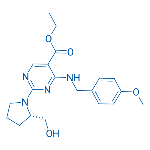 Ethyl (S)-2-(2-(hydroxymethyl)pyrrolidin-1-yl)-4-((4-methoxybenzyl)amino)pyrimidine-5-carboxylate 25mg