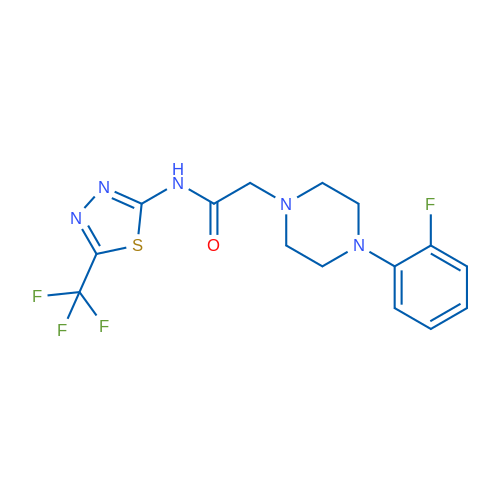 2-[4-(2-Fluorophenyl)piperazin-1-yl]-N-[5-(trifluoromethyl)-1,3,4-thiadiazol-2-yl]acetamide 1g
