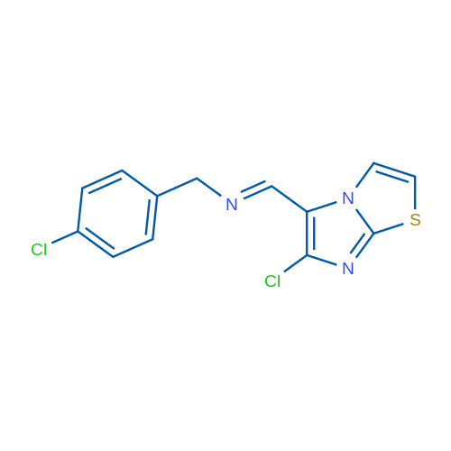 (E)-({6-chloroimidazo[2,1-b][1,3]thiazol-5-yl}methylidene)[(4-chlorophenyl)methyl]amine 1g