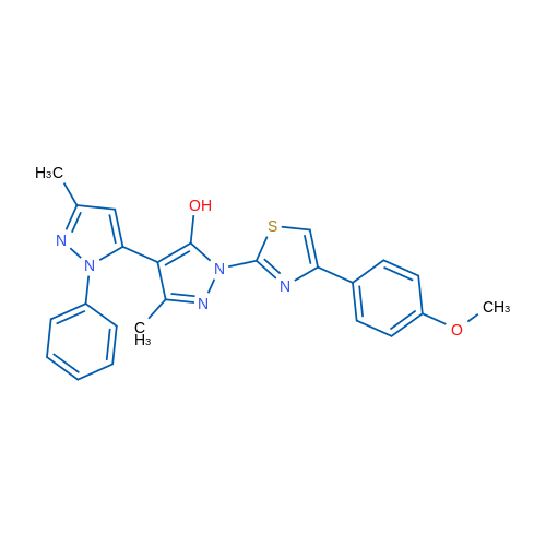 2'-[4-(4-Methoxyphenyl)-1,3-thiazol-2-yl]-5,5'-dimethyl-2-phenyl-2H,2'H-[3,4'-bipyrazole]-3'-ol 1g