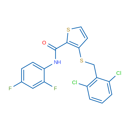 3-{[(2,6-dichlorophenyl)methyl]sulfanyl}-N-(2,4-difluorophenyl)thiophene-2-carboxamide 1g
