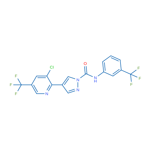 4-[3-Chloro-5-(trifluoromethyl)pyridin-2-yl]-N-[3-(trifluoromethyl)phenyl]-1H-pyrazole-1-carboxamide 1g