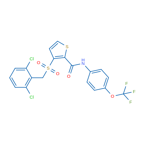 3-[(2,6-Dichlorophenyl)methanesulfonyl]-N-[4-(trifluoromethoxy)phenyl]thiophene-2-carboxamide 1g