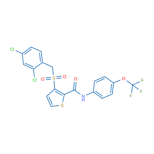 3-[(2,4-Dichlorophenyl)methanesulfonyl]-N-[4-(trifluoromethoxy)phenyl]thiophene-2-carboxamide 1g