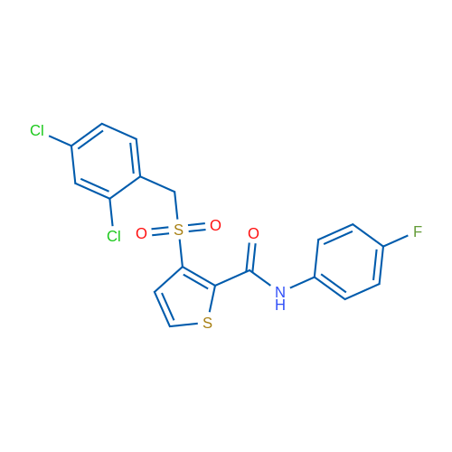 3-[(2,4-Dichlorophenyl)methanesulfonyl]-N-(4-fluorophenyl)thiophene-2-carboxamide 1g