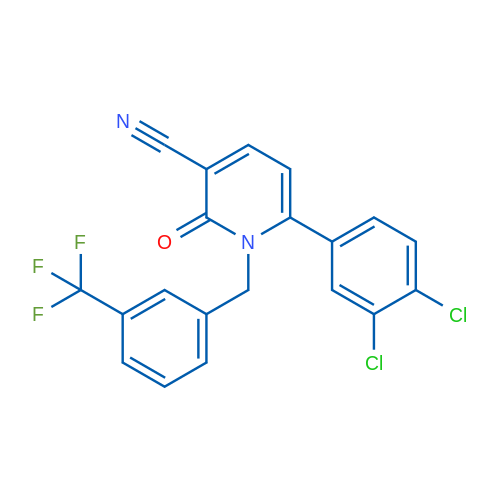 6-(3,4-Dichlorophenyl)-2-oxo-1-{[3-(trifluoromethyl)phenyl]methyl}-1,2-dihydropyridine-3-carbonitrile 1g