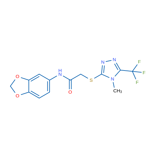 N-(2H-1,3-Benzodioxol-5-yl)-2-{[4-methyl-5-(trifluoromethyl)-4H-1,2,4-triazol-3-yl]sulfanyl}acetamide 1g