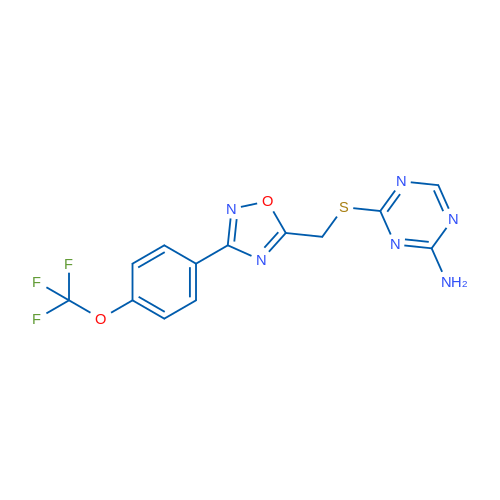 4-[({3-[4-(trifluoromethoxy)phenyl]-1,2,4-oxadiazol-5-yl}methyl)sulfanyl]-1,3,5-triazin-2-amine 1g