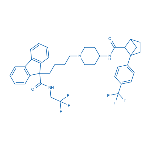 N-(2,2,2-Trifluoroethyl)-9-(4-(4-(1-(4-(trifluoromethyl)phenyl)bicyclo[2.1.1]hexane-5-carboxamido)piperidin-1-yl)butyl)-9H-fluorene-9-carboxamide 50mg
