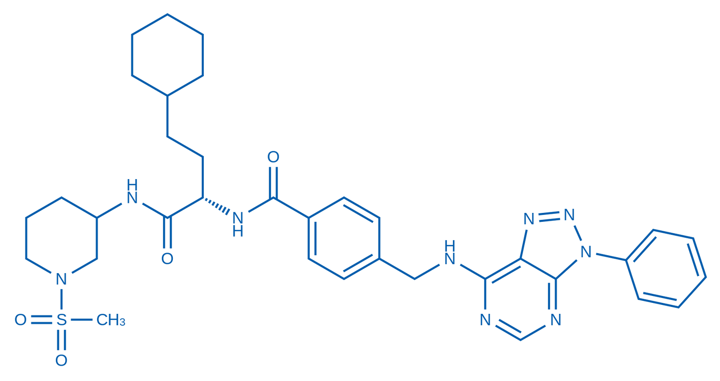 N-((2S)-4-Cyclohexyl-1-((1-(methylsulfonyl)piperidin-3-yl)amino)-1-oxobutan-2-yl)-4-(((3-phenyl-3H-[1,2,3]triazolo[4,5-d]pyrimidin-7-yl)amino)methyl)benzamide 5mg