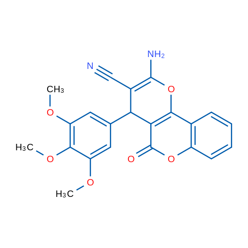 2-Amino-5-oxo-4-(3,4,5-trimethoxyphenyl)-4H,5H-pyrano[3,2-c]chromene-3-carbonitrile 1g