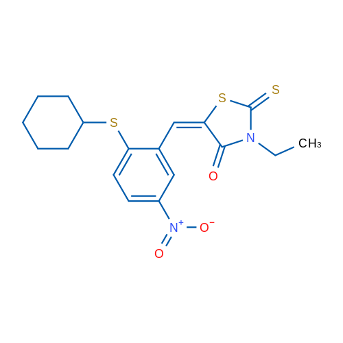 (5E)-5-{[2-(cyclohexylsulfanyl)-5-nitrophenyl]methylidene}-3-ethyl-2-sulfanylidene-1,3-thiazolidin-4-one 1g