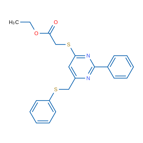 Ethyl 2-({2-phenyl-6-[(phenylsulfanyl)methyl]pyrimidin-4-yl}sulfanyl)acetate 1g