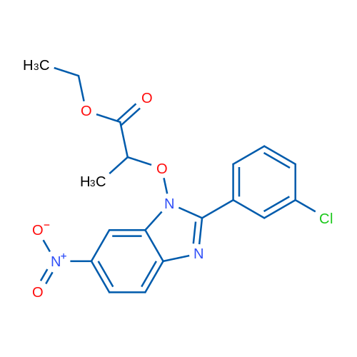 Ethyl 2-{[2-(3-chlorophenyl)-6-nitro-1H-1,3-benzodiazol-1-yl]oxy}propanoate 1g