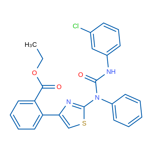 Ethyl 2-(2-{3-phenyl[(3-chlorophenyl)carbamoyl]amino}-1,3-thiazol-4-yl)benzoate 1g