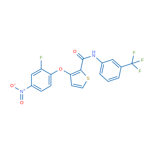 3-(2-Fluoro-4-nitrophenoxy)-N-[3-(trifluoromethyl)phenyl]thiophene-2-carboxamide 1g