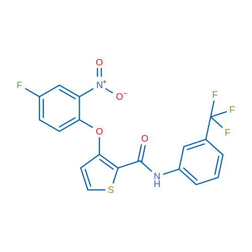 3-(4-Fluoro-2-nitrophenoxy)-N-[3-(trifluoromethyl)phenyl]thiophene-2-carboxamide 1g