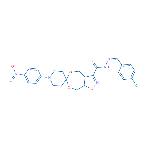 N'-[(1Z)-(4-Chlorophenyl)methylidene]-1'-(4-nitrophenyl)-3a,4,8,8a-tetrahydrospiro[[1,3]dioxepino[5,6-d][1,2]oxazole-6,4'-piperidine]-3-carbohydrazide 1g