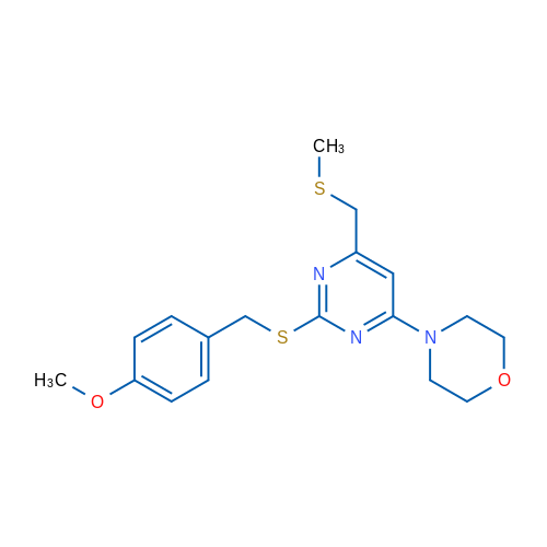 4-(2-{[(4-methoxyphenyl)methyl]sulfanyl}-6-[(methylsulfanyl)methyl]pyrimidin-4-yl)morpholine 1g