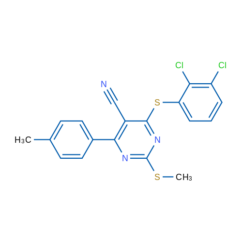 4-[(2,3-Dichlorophenyl)sulfanyl]-6-(4-methylphenyl)-2-(methylsulfanyl)pyrimidine-5-carbonitrile 1g