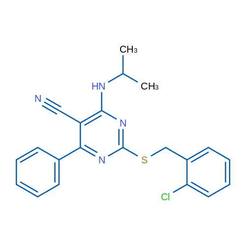 2-{[(2-chlorophenyl)methyl]sulfanyl}-4-phenyl-6-[(propan-2-yl)amino]pyrimidine-5-carbonitrile 1g