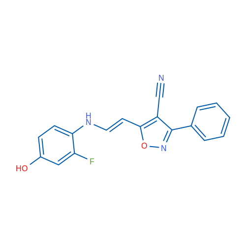 5-[(E)-2-[(2-Fluoro-4-hydroxyphenyl)amino]ethenyl]-3-phenyl-1,2-oxazole-4-carbonitrile 1g