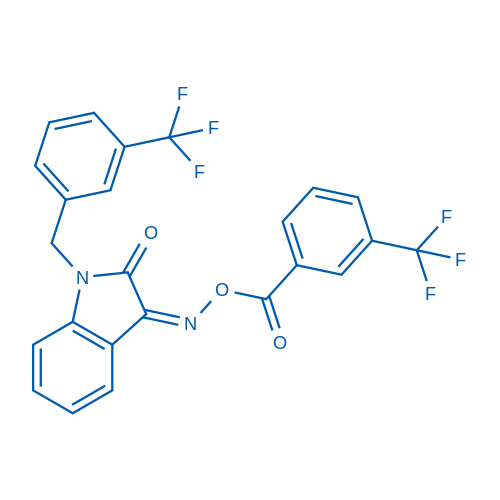[(3Z)-2-Oxo-1-{[3-(trifluoromethyl)phenyl]methyl}-2,3-dihydro-1H-indol-3-ylidene]amino 3-(trifluoromethyl)benzoate 1g