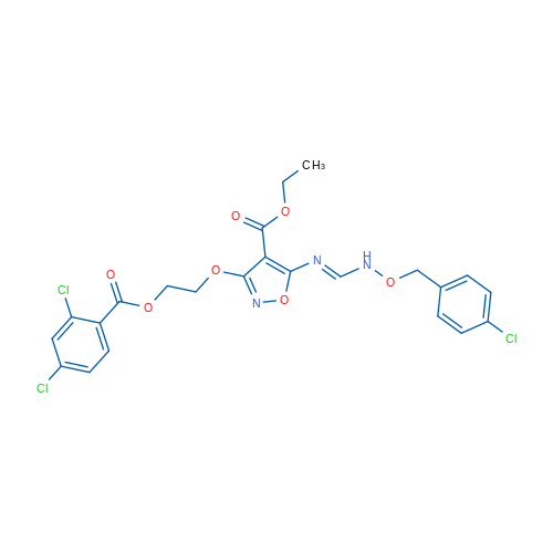 Ethyl 5-[(E)-N'-[(4-chlorophenyl)methoxy]imidamido]-3-[2-(2,4-dichlorobenzoyloxy)ethoxy]-1,2-oxazole-4-carboxylate 1g