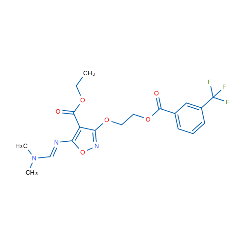 Ethyl 5-[(E)-[(dimethylamino)methylidene]amino]-3-{2-[3-(trifluoromethyl)benzoyloxy]ethoxy}-1,2-oxazole-4-carboxylate 1g
