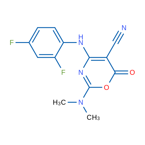 4-[(2,4-Difluorophenyl)amino]-2-(dimethylamino)-6-oxo-6H-1,3-oxazine-5-carbonitrile 1g