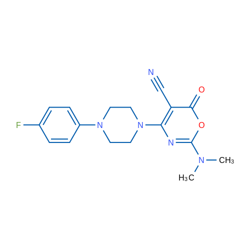 2-(Dimethylamino)-4-[4-(4-fluorophenyl)piperazin-1-yl]-6-oxo-6H-1,3-oxazine-5-carbonitrile 1g