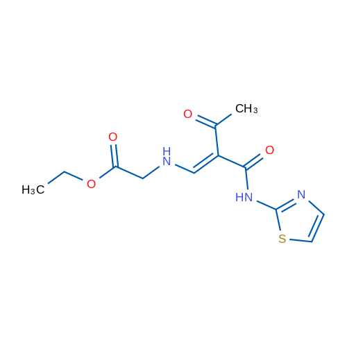 Ethyl 2-{[(1E)-2-acetyl-2-[(1,3-thiazol-2-yl)carbamoyl]eth-1-en-1-yl]amino}acetate 1g