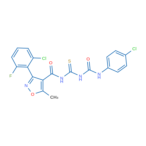3-(2-Chloro-6-fluorophenyl)-N-({[(4-chlorophenyl)carbamoyl]amino}methanethioyl)-5-methyl-1,2-oxazole-4-carboxamide 1g
