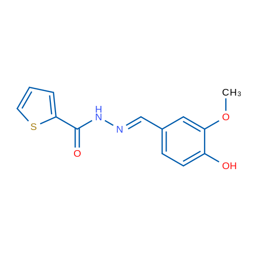 N'-[(1E)-(4-Hydroxy-3-methoxyphenyl)methylidene]thiophene-2-carbohydrazide 1g