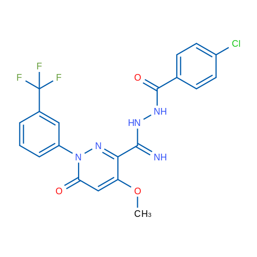 4-Chloro-N'-{4-methoxy-6-oxo-1-[3-(trifluoromethyl)phenyl]-1,6-dihydropyridazine-3-carboximidoyl}benzohydrazide 1g
