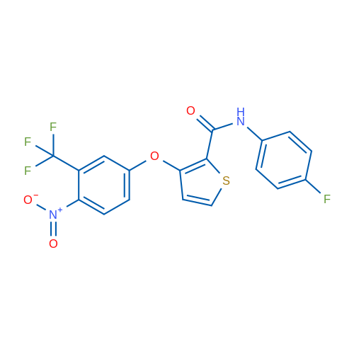 N-(4-Fluorophenyl)-3-[4-nitro-3-(trifluoromethyl)phenoxy]thiophene-2-carboxamide 1g