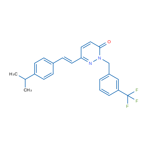 6-[(E)-2-[4-(Propan-2-yl)phenyl]ethenyl]-2-{[3-(trifluoromethyl)phenyl]methyl}-2,3-dihydropyridazin-3-one 1g