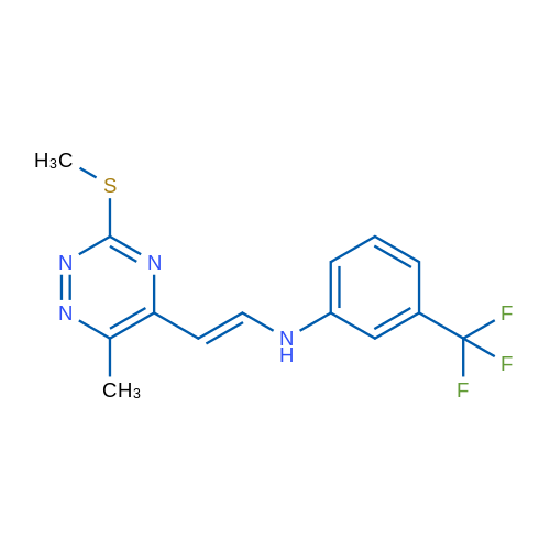 N-[(E)-2-[6-Methyl-3-(methylsulfanyl)-1,2,4-triazin-5-yl]ethenyl]-3-(trifluoromethyl)aniline 1g