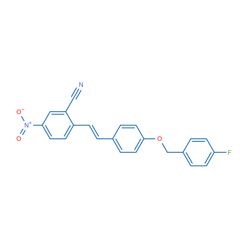 2-[(E)-2-{4-[(4-fluorophenyl)methoxy]phenyl}ethenyl]-5-nitrobenzonitrile 1g