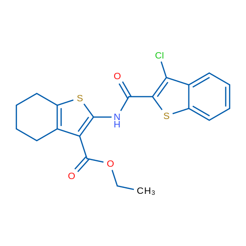 Ethyl 2-(3-chlorobenzo[b]thiophene-2-carboxamido)-4,5,6,7-tetrahydrobenzo[b]thiophene-3-carboxylate 1g