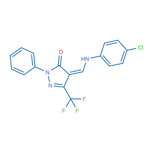 (4Z)-4-{[(4-chlorophenyl)amino]methylidene}-1-phenyl-3-(trifluoromethyl)-4,5-dihydro-1H-pyrazol-5-one 1g