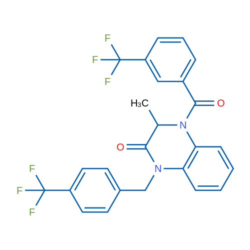 3-Methyl-4-[3-(trifluoromethyl)benzoyl]-1-{[4-(trifluoromethyl)phenyl]methyl}-1,2,3,4-tetrahydroquinoxalin-2-one 1g
