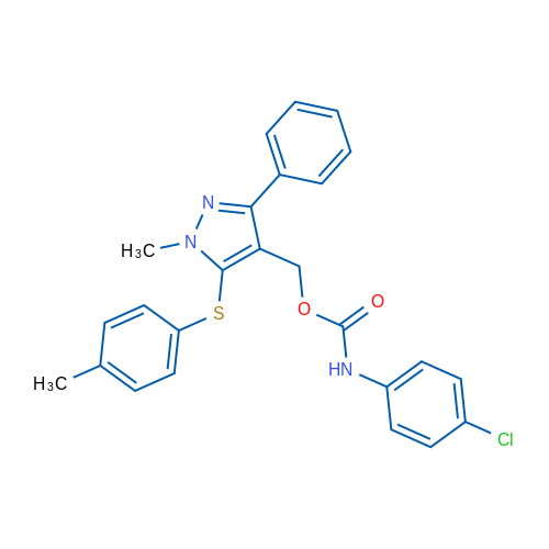 {1-methyl-5-[(4-methylphenyl)sulfanyl]-3-phenyl-1H-pyrazol-4-yl}methyl N-(4-chlorophenyl)carbamate 1g