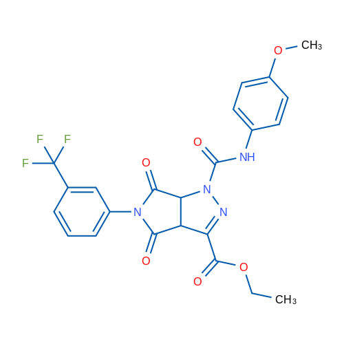 Ethyl 1-[(4-methoxyphenyl)carbamoyl]-4,6-dioxo-5-[3-(trifluoromethyl)phenyl]-1H,3aH,4H,5H,6H,6aH-pyrrolo[3,4-c]pyrazole-3-carboxylate 1g