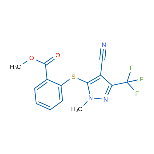 Methyl 2-{[4-cyano-1-methyl-3-(trifluoromethyl)-1H-pyrazol-5-yl]sulfanyl}benzoate 1g