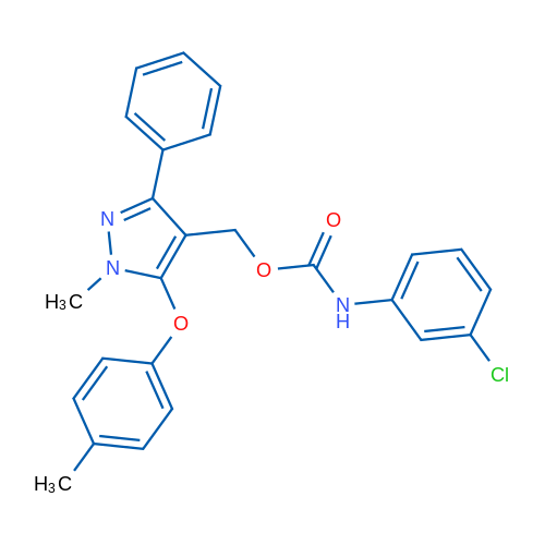 [1-Methyl-5-(4-methylphenoxy)-3-phenyl-1H-pyrazol-4-yl]methyl N-(3-chlorophenyl)carbamate 1g